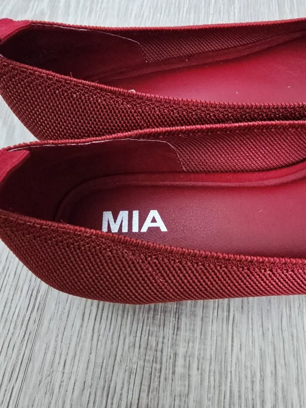 Mia Rasia Red Ballet Ballerina Flats Shoes 11 Knit Slip On Round Toe Womens